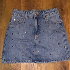 Star studded denim skirt